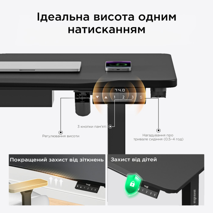 Комп'ютерний стіл Anda Seat Xtreme Black (AD-D-DD1-1400-07-B)