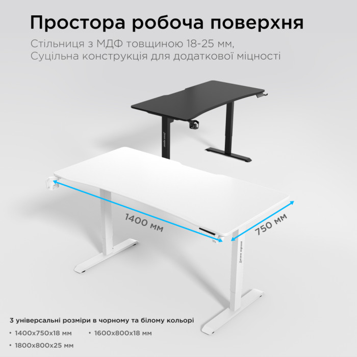 Комп'ютерний стіл Anda Seat Xtreme White (AD-D-DD1-1400-07-W)