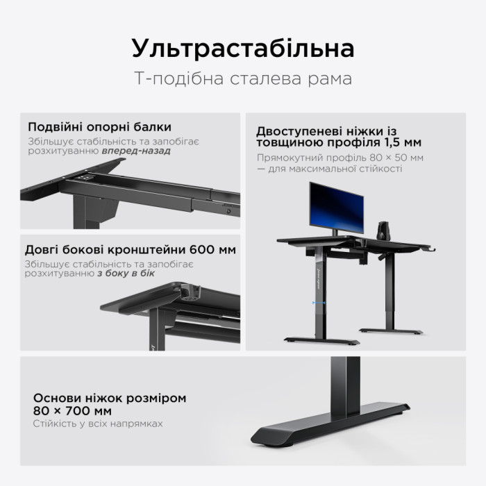 Комп'ютерний стіл Anda Seat Xtreme Pro Black (AD-D-DD1-1400-08-B)