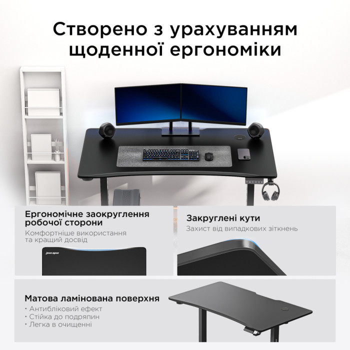 Комп'ютерний стіл Anda Seat Xtreme Pro Black (AD-D-DD1-1400-08-B)