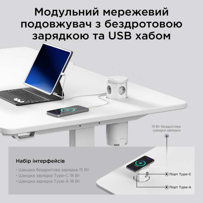 Комп'ютерний стіл Anda Seat Xtreme Pro White (AD-D-DD1-1400-08-W)
