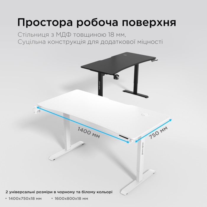 Комп'ютерний стіл Anda Seat Xtreme Pro White (AD-D-DD1-1400-08-W)