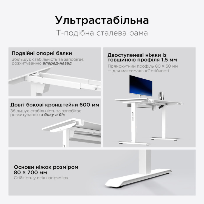 Комп'ютерний стіл Anda Seat Xtreme Pro White (AD-D-DD1-1400-08-W)