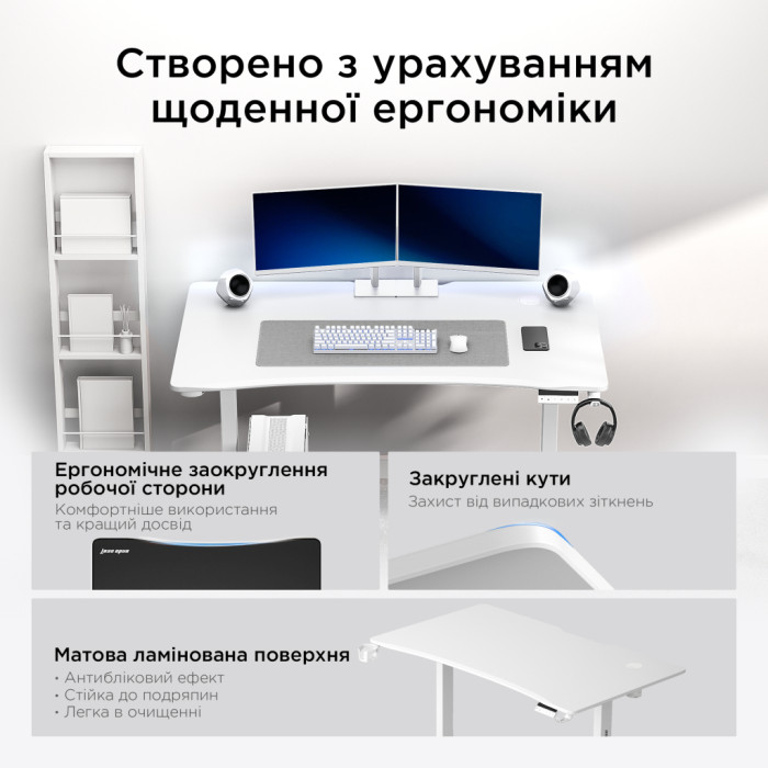 Комп'ютерний стіл Anda Seat Xtreme Pro White (AD-D-DD1-1400-08-W)