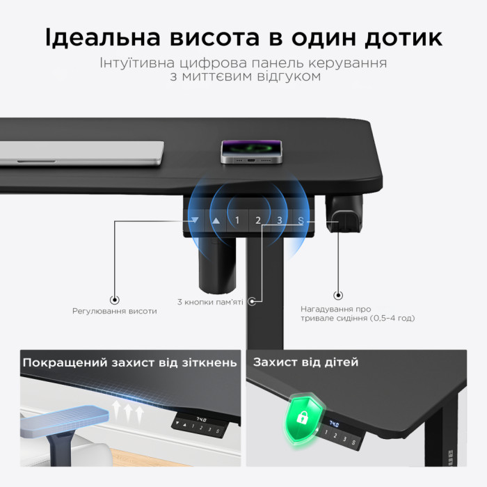 Комп'ютерний стіл Anda Seat Xtreme E Black (AD-D-DD1-1600-06-B)
