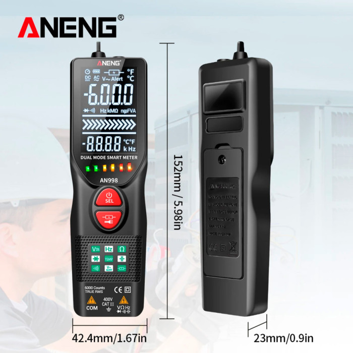 Цифровий мультиметр ANENG AN998, V, A, R, C, T, F (AN998)