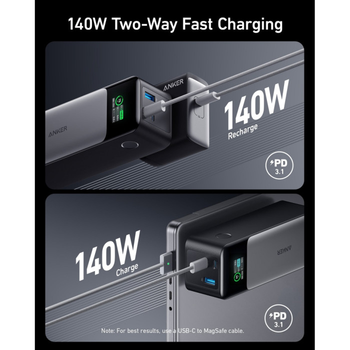 Батарея універсальна Anker 24000mAh PowerCore 737 GaNPrime 140W PD Black (A1289011)