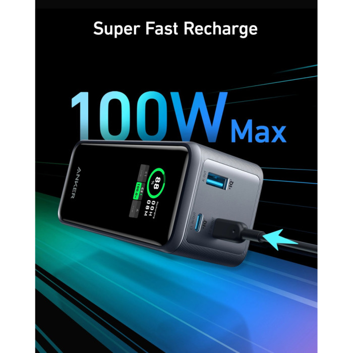 Батарея універсальна Anker Prime 20000mAh, 200W, PD, black (A1336011)