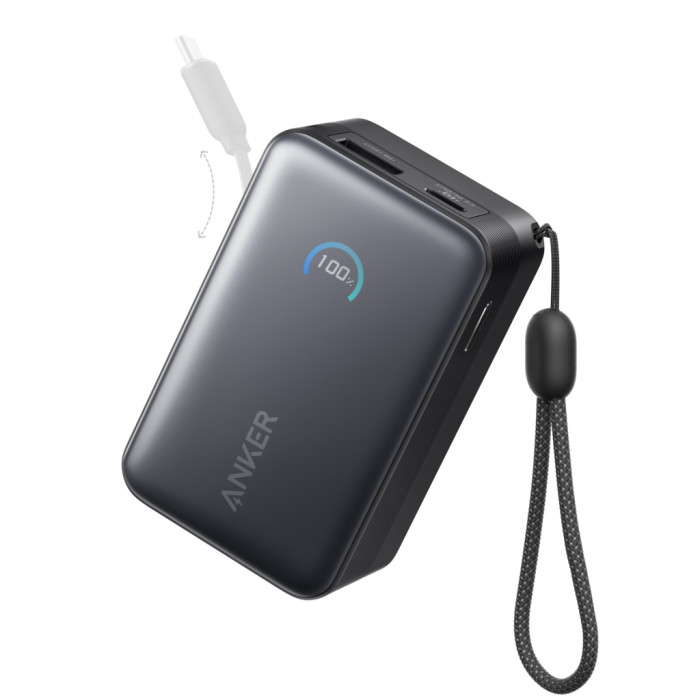 Батарея універсальна Anker 10000mAh Nano 45W Built-In USB-C Cable Black (A1638H11)