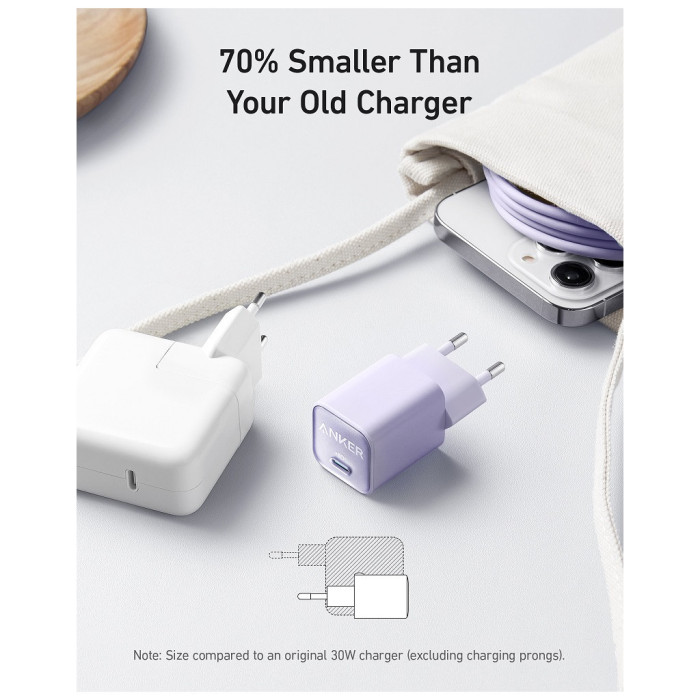 Зарядний пристрій Anker USB-C PD30W PowerPort 511 Nano III white (A2147G21)