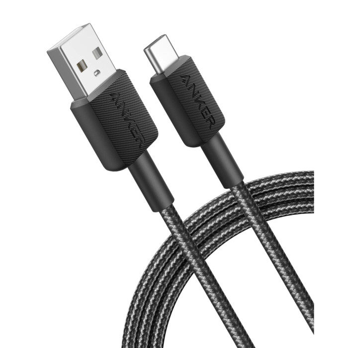 Дата кабель USB 2.0 AM to USB-C 1.8m nylon 322 black Anker (A81H6G11)