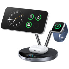 Зарядний пристрій Anker Wireless 3-in-1 MagGo 25W AirCool Dock Stand black (B25X7G11)