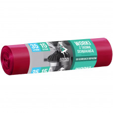 Пакети для сміття Anna Zaradna із зав'язками червоні LDPE 35 л 15 шт. (4820102053546)
