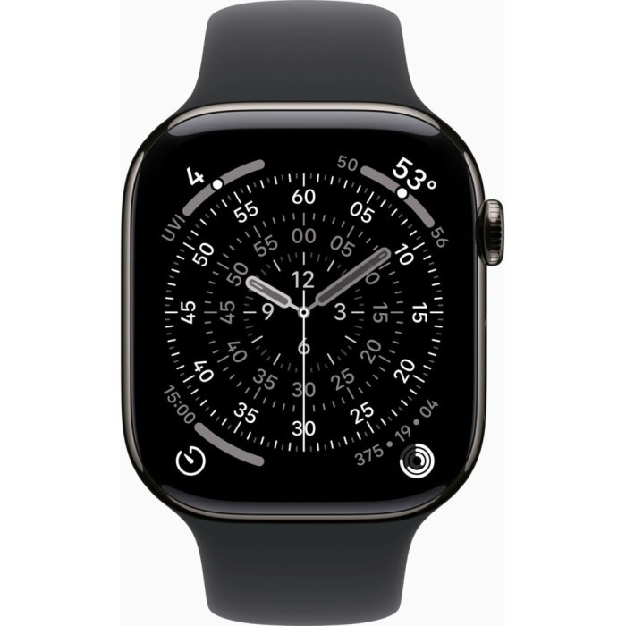 Смарт-годинник Apple Watch Series 11 GPS + Cellular 46mm Slate Titanium Case with Black Sport Band - M/L (MFD24RK/A)