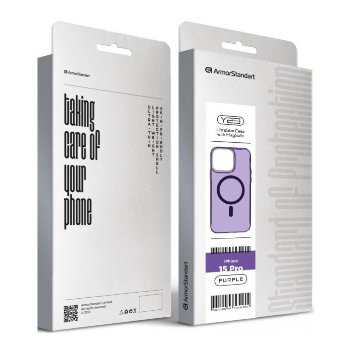 Чохол до мобільного телефона Armorstandart Y23 MagSafe Apple iPhone 15 Pro Transparent Purple (ARM68340)