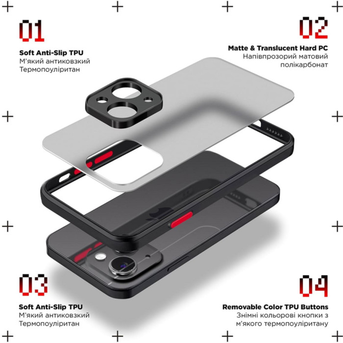 Чохол до мобільного телефона Armorstandart Frosted Matte Xiaomi Redmi 12 4G Black (ARM68550)