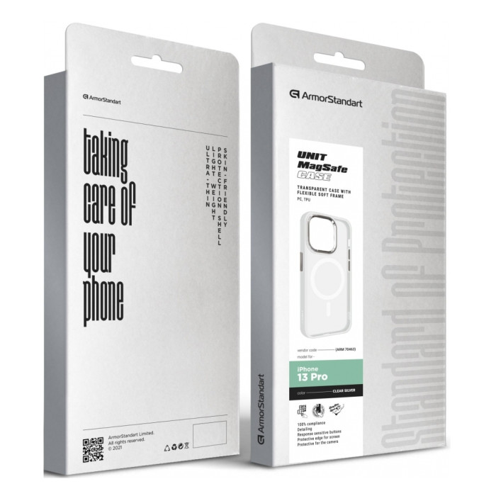 Чохол до мобільного телефона Armorstandart Unit MagSafe Apple iPhone 13 Pro Matte Clear Silver (ARM70463)
