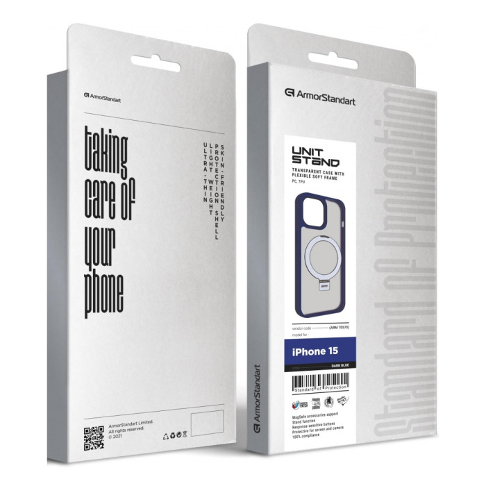 Чохол до мобільного телефона Armorstandart Unit Stand Apple iPhone 15 Dark Blue (ARM70570)