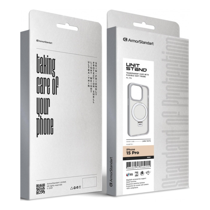 Чохол до мобільного телефона Armorstandart Unit Stand Apple iPhone 15 Pro Grey (ARM70579)
