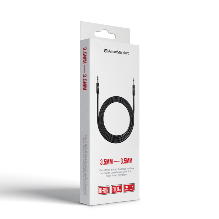 Кабель мультимедійний 3.5mm M to 3.5mm M 1.0m Black Armorstandart (ARM76890)