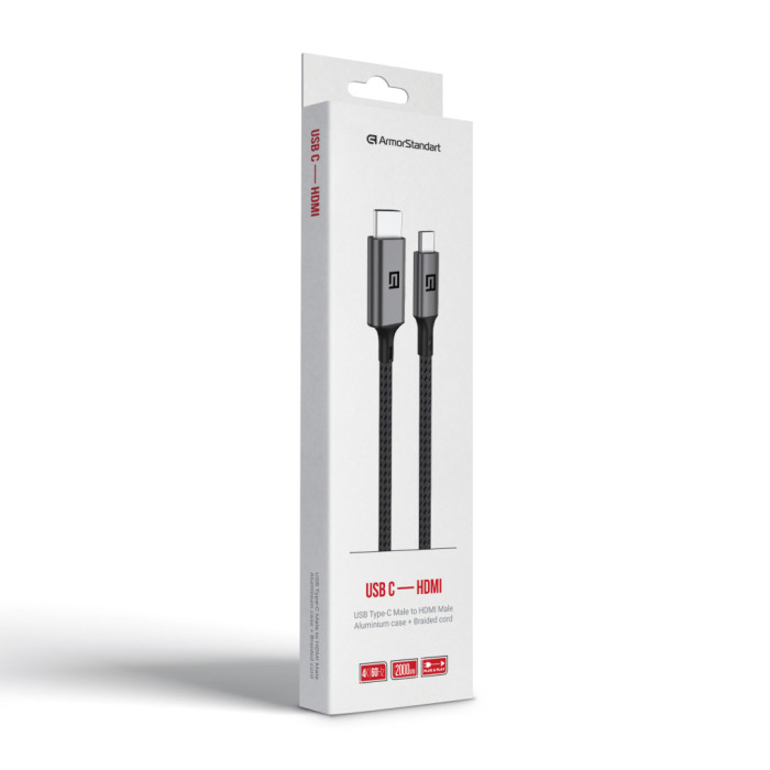 Кабель мультимедійний USB-C to HDMI M 2.0m 4K60Hz black Armorstandart (ARM76891)