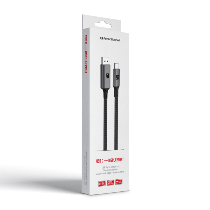 Кабель мультимедійний USB-C to DisplayPort M 2.0m 4K60Hz black Armorstandart (ARM76892)