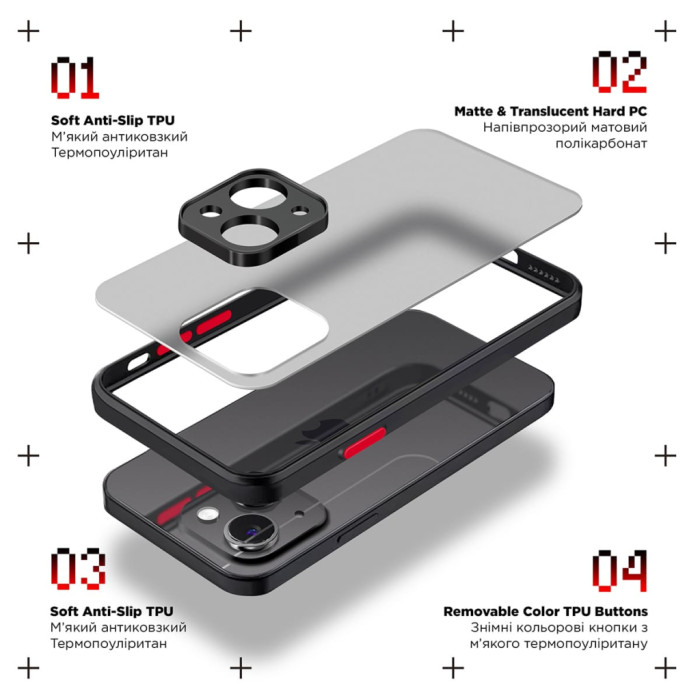 Чохол до мобільного телефона Armorstandart Frosted Matte Xiaomi Redmi 13 4G Black (ARM78268)