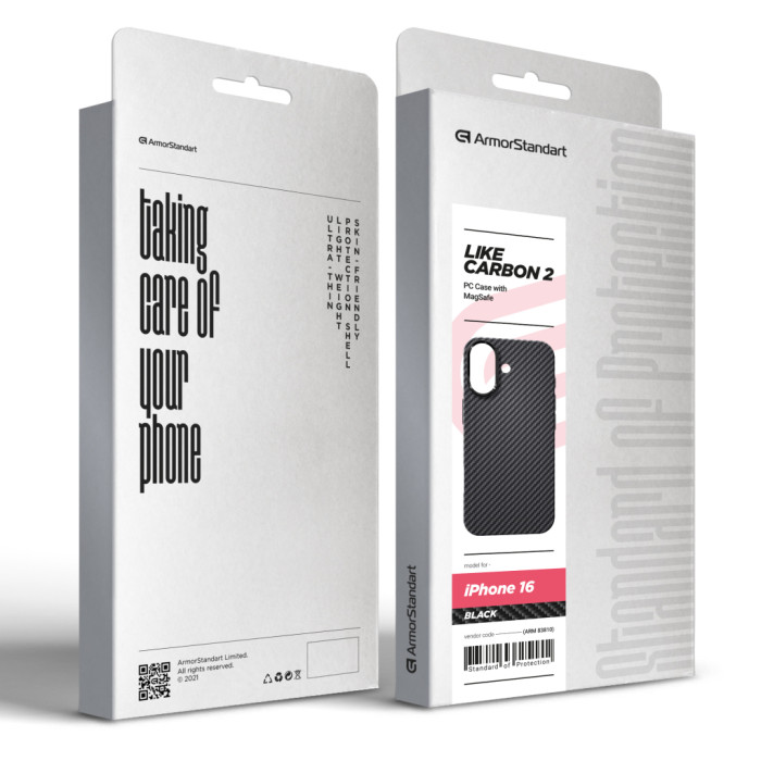 Чохол до мобільного телефона Armorstandart LikeCarbon2 MagCase для Apple iPhone 16 Black (ARM83810)
