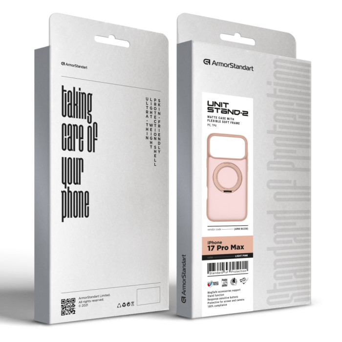 Чохол до мобільного телефона Armorstandart Unit Stand2 Apple iPhone 17 Pro Max Light Pink (ARM86338)