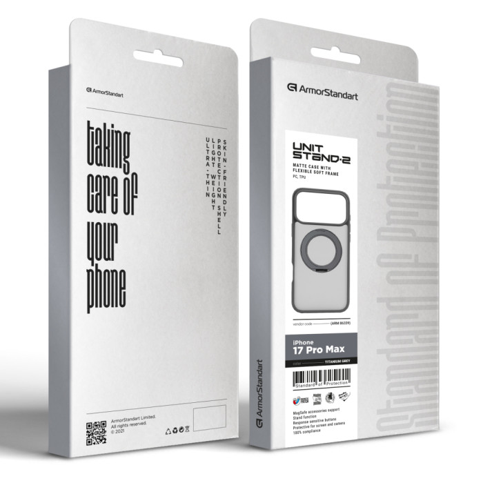 Чохол до мобільного телефона Armorstandart Unit Stand2 Apple iPhone 17 Pro Max Titanium Grey (ARM86339)