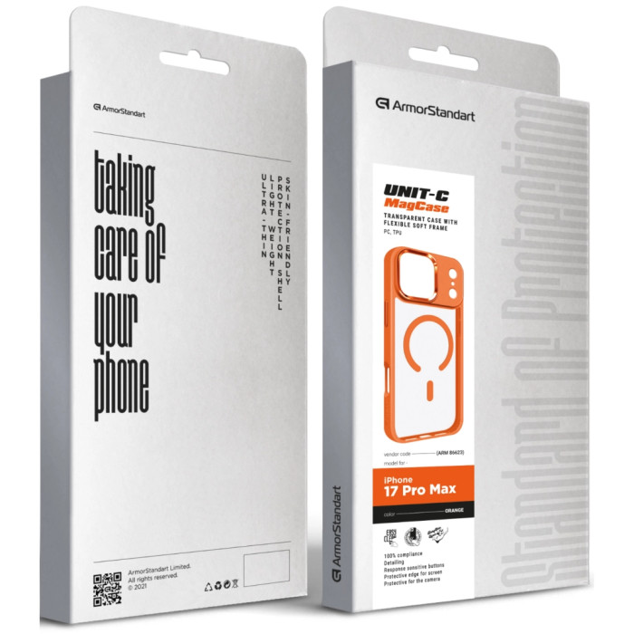 Чохол до мобільного телефона Armorstandart Unit-C MagCase Apple iPhone 17 Pro Max Orange (ARM86623)