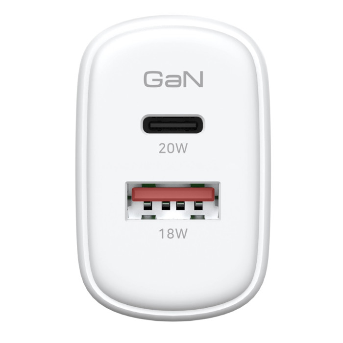 Зарядний пристрій Armorstandart 1xUSB-C PD25W + 1xUSB QC3.0 GaN white (ARM87066)