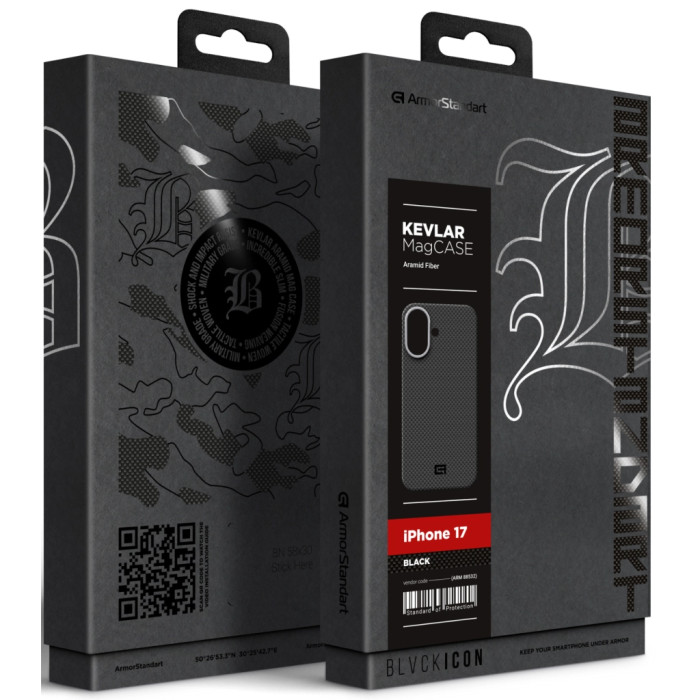 Чохол до мобільного телефона Armorstandart BlackIcon Kevlar MagCase Apple iPhone 17 Black (ARM88532)