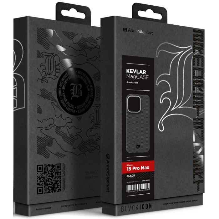 Чохол до мобільного телефона Armorstandart BlackIcon Kevlar MagCase Apple iPhone 15 Pro Max Black (ARM88537)