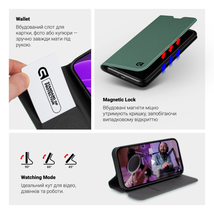 Чохол до мобільного телефона Armorstandart OneFold Case Motorola G06 4G Green (ARM89035)