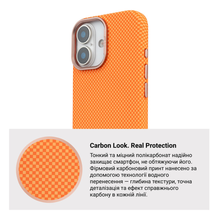 Чохол до мобільного телефона Armorstandart LikeCarbon2 SE MagCase Apple iPhone 17 Kevlar Orange Rose Gold (ARM89167)
