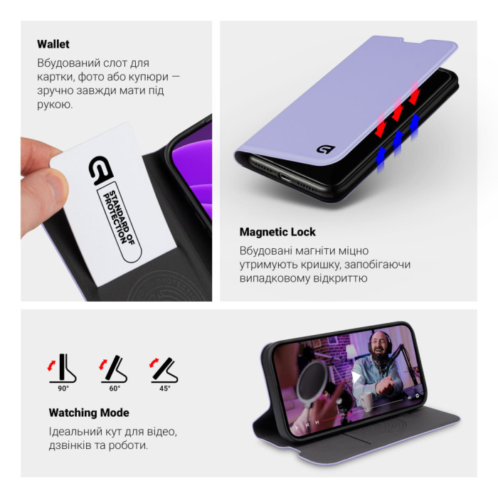 Чохол до мобільного телефона Armorstandart OneFold Case Motorola G57 Power 5G Lavender (ARM89768)
