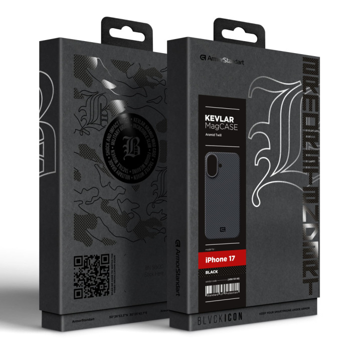 Чохол до мобільного телефона Armorstandart BlackIcon Aramid Twill MagCase Apple iPhone 17 Black (ARM90148)