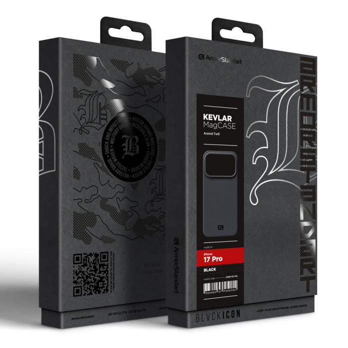 Чохол до мобільного телефона Armorstandart BlackIcon Aramid Twill MagCase Apple iPhone 17 Pro Black (ARM90149)