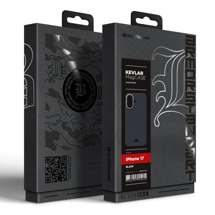 Чохол до мобільного телефона Armorstandart BlackIcon Aramid Plain MagCase Apple iPhone 17 Black (ARM90159)