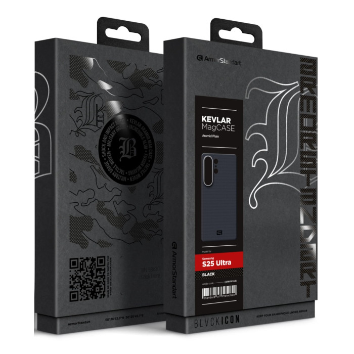 Чохол до мобільного телефона Armorstandart BlackIcon Aramid Plain MagCase Samsung S25 Ultra Black (ARM90163)