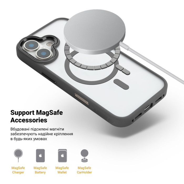 Чохол до мобільного телефона Armorstandart Unit MagCase Apple iPhone 17 Black + Orange Button Set (ARM90579)