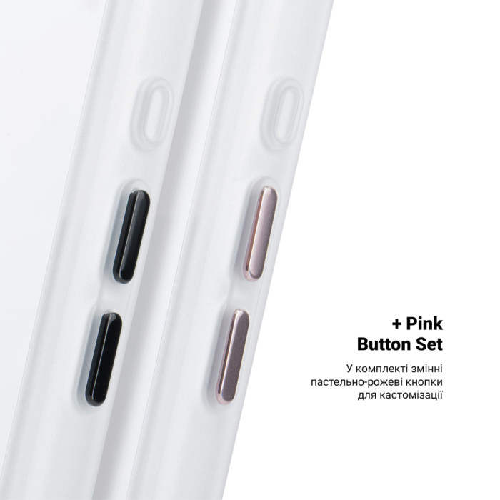 Чохол до мобільного телефона Armorstandart Unit MagCase Apple iPhone 17 Clear Silver + Pink Button Set (ARM90580)