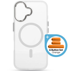 Чохол до мобільного телефона Armorstandart Unit MagCase Apple iPhone 17 Clear Silver + Orange Button Set (ARM90581)