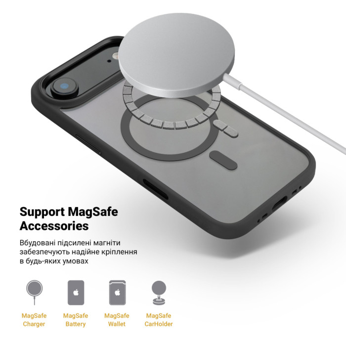 Чохол до мобільного телефона Armorstandart Unit MagCase Apple iPhone 17 Air Black + Orange Button Set (ARM90582)