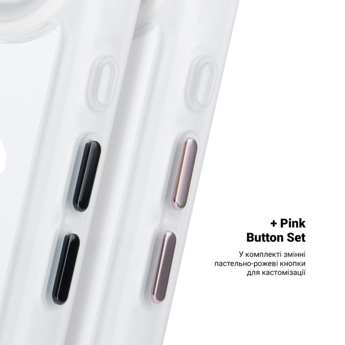 Чохол до мобільного телефона Armorstandart Unit MagCase Apple iPhone 17 Air Clear Silver + Pink Button Set (ARM90584)