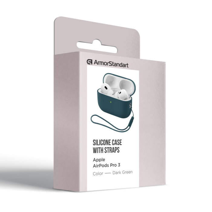Чохол для навушників Armorstandart Silicone Case with straps For Apple AirPods Pro 3 Dark Green (ARM91279)
