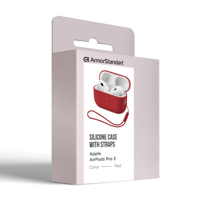 Чохол для навушників Armorstandart Silicone Case with straps For Apple AirPods Pro 3 Red (ARM91285)