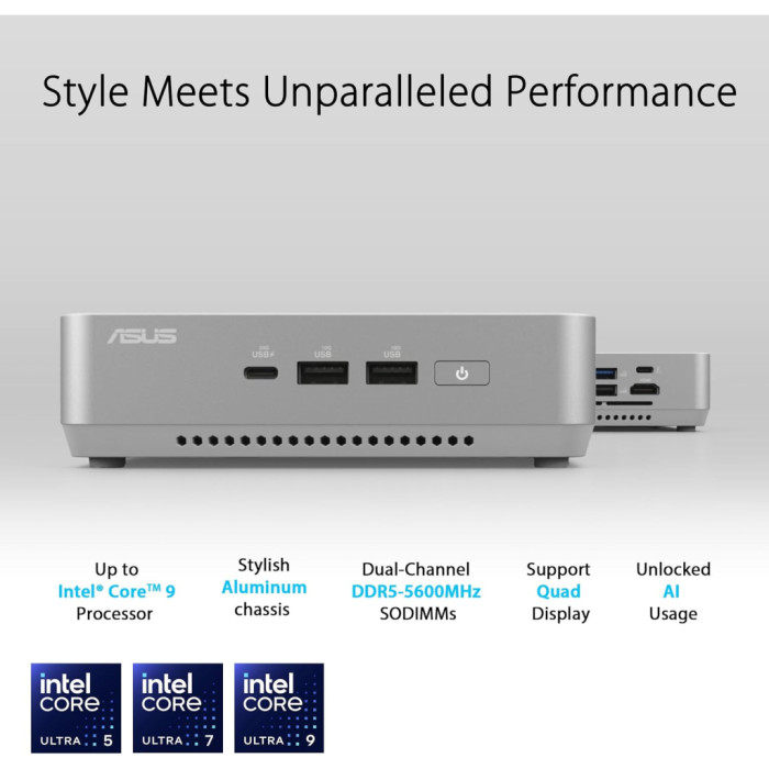 Комп'ютер ASUS NUC 14 Pro+ RNUC14RVSU700002I Kit(L6) / Ultra 7 155H, M.2 22x80 NVMe; 22x42 NVMe (90AR0051-M000A0)