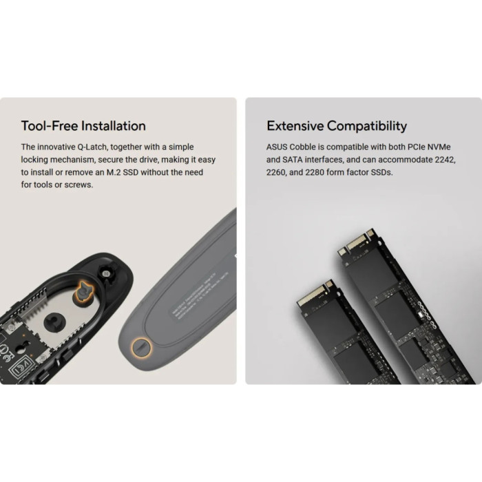 Кишеня зовнішня ASUS SSD PCIe NVMe M.2 2230/2242/2260/2280 USB Type-C 3.2 Gen 2x1 black (90DD02R0-M09000)